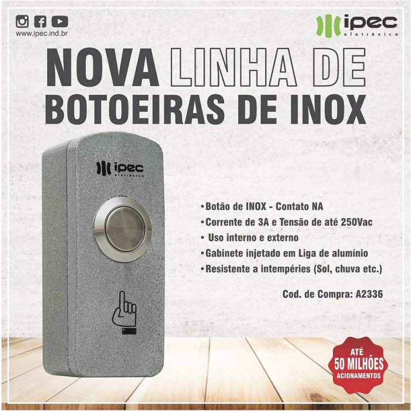 Botoeira de Saida Inox de Sobrepor Prata Ipec