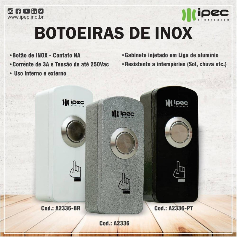 Botoeira de Saida Inox de Sobrepor Prata Ipec