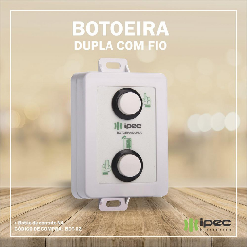 Botoeira dupla com fio para fechadura elétrica portão Ipec