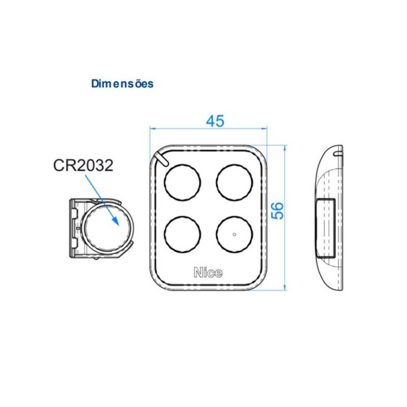 Controle Remoto Transmissor Linear-hcs Tx 4 Botões Cinza Era ONE Nice